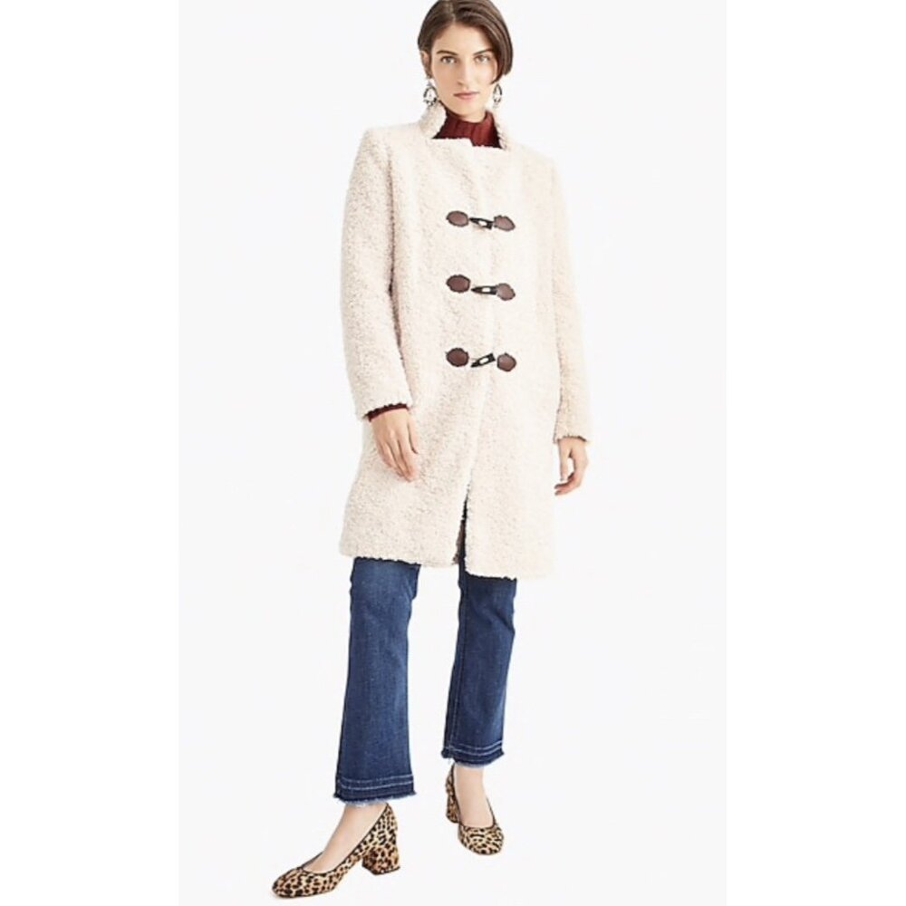 J Crew Sherpa Teddy Faux Fur Shearling Toggle Button Cream Coat Women Size XL - Picture 4 of 11